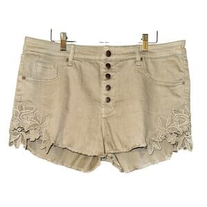 Mossimo Womens High Rise Button Fly Shorts Sz 16/33 Lace Hippie Feminine Granola